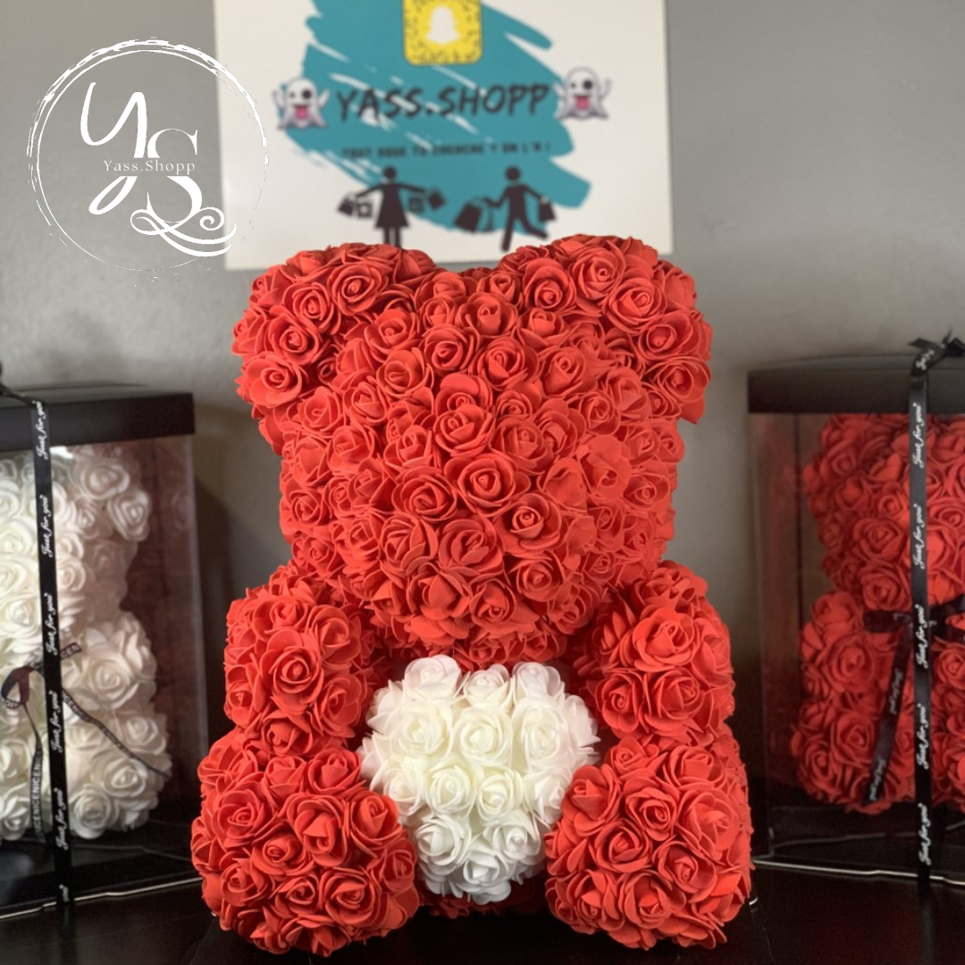 Ours en Roses Éternelles Maxi Format personnalisable - Le Cadeau Parfait pour la Saint-Valentin