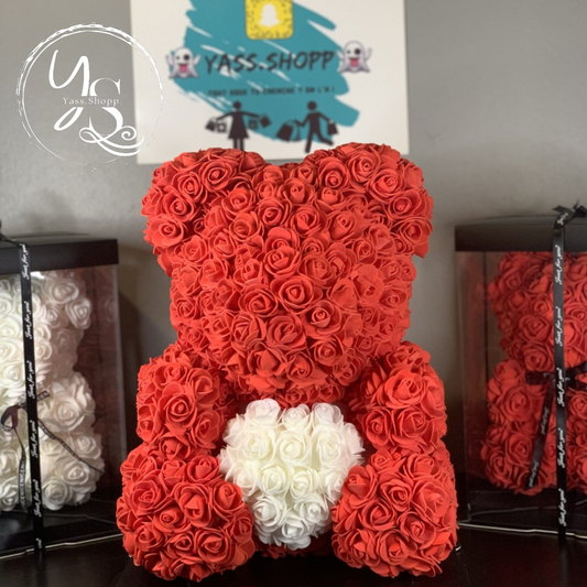 Ours en Roses Éternelles Maxi Format personnalisable - Le Cadeau Parfait pour la Saint-Valentin