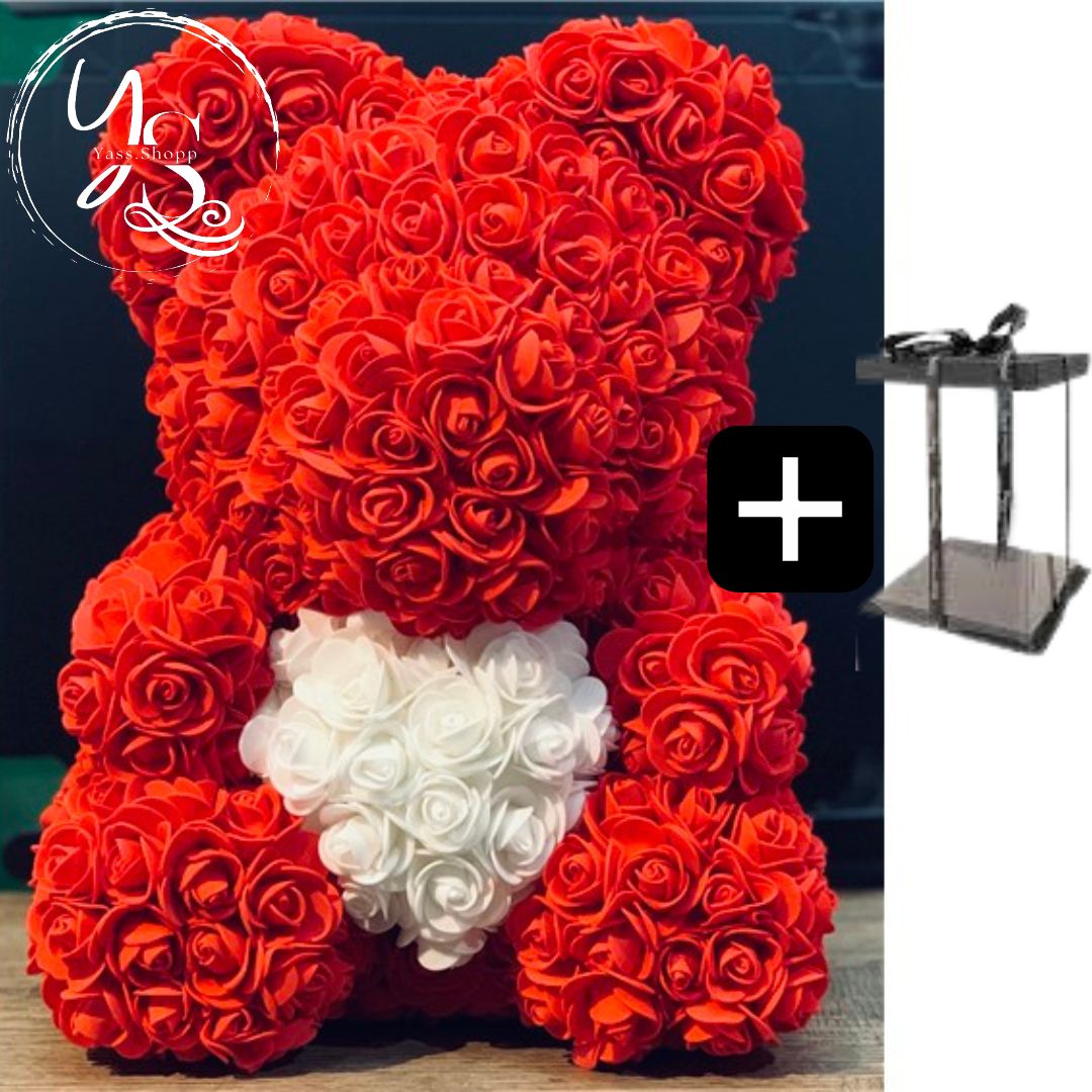 Ours en Roses Éternelles Maxi Format personnalisable - Le Cadeau Parfait pour la Saint-Valentin
